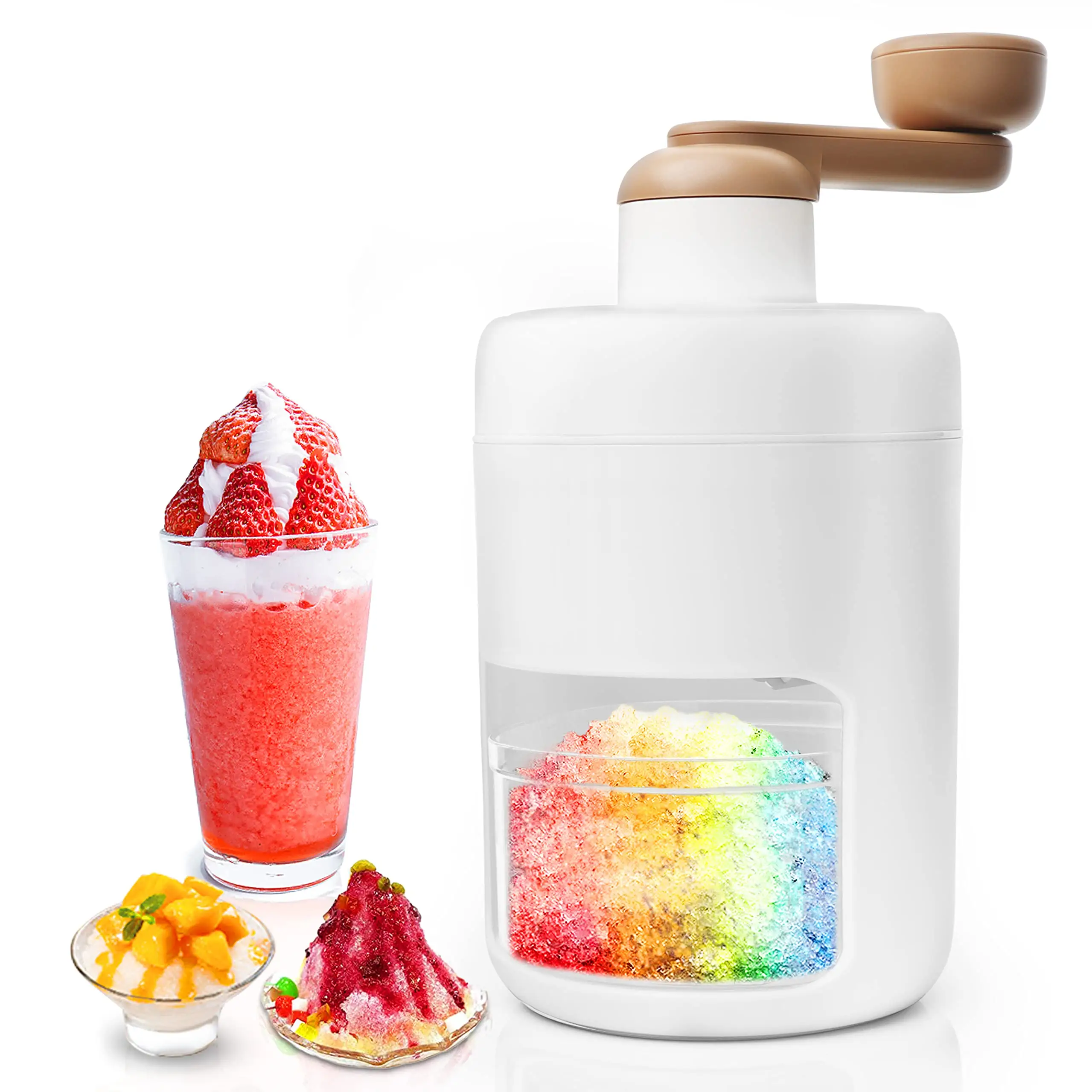 NISEVEN Hot Sale Shaved Ice Machine Manual Snow Cone Machine Portable BPA Free Ice Crusher and Shaved with Ice Cube Trays