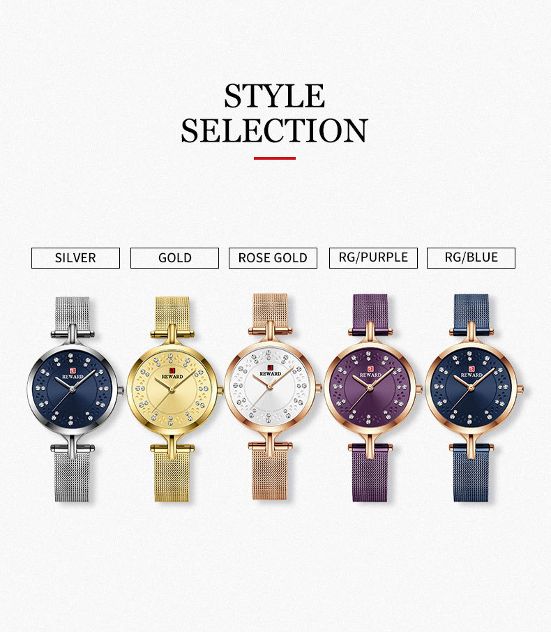 REWARD Watches Womens Fashion Luxury Diamond ladies Wristwatch Waterproof Casual Quartz Dress Watch Relogio Feminino