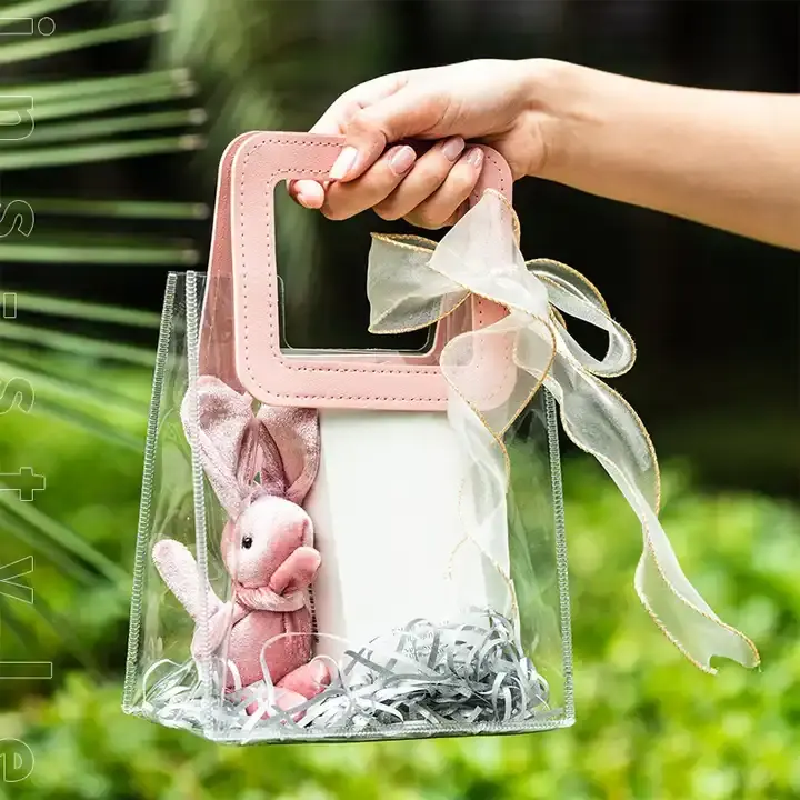 Borsa da shopping personalizzata in PVC trasparente in plastica per shopping bag regalo riutilizzabile