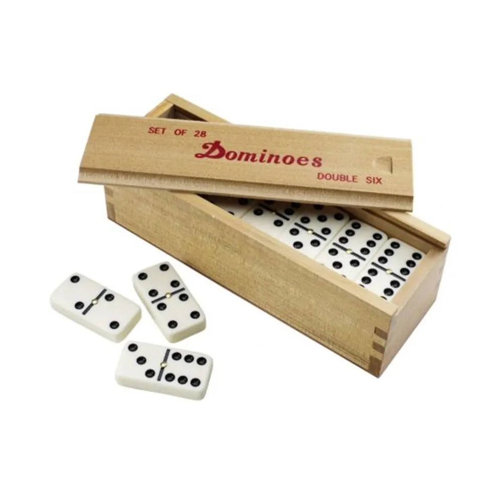 Kotak kayu Kemasan Logo Kustom Terukir Domino