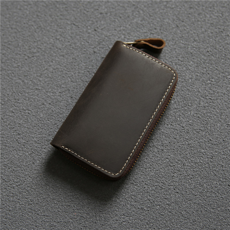 Cuir de vachette pleine fleur Crazy Horse marron foncé