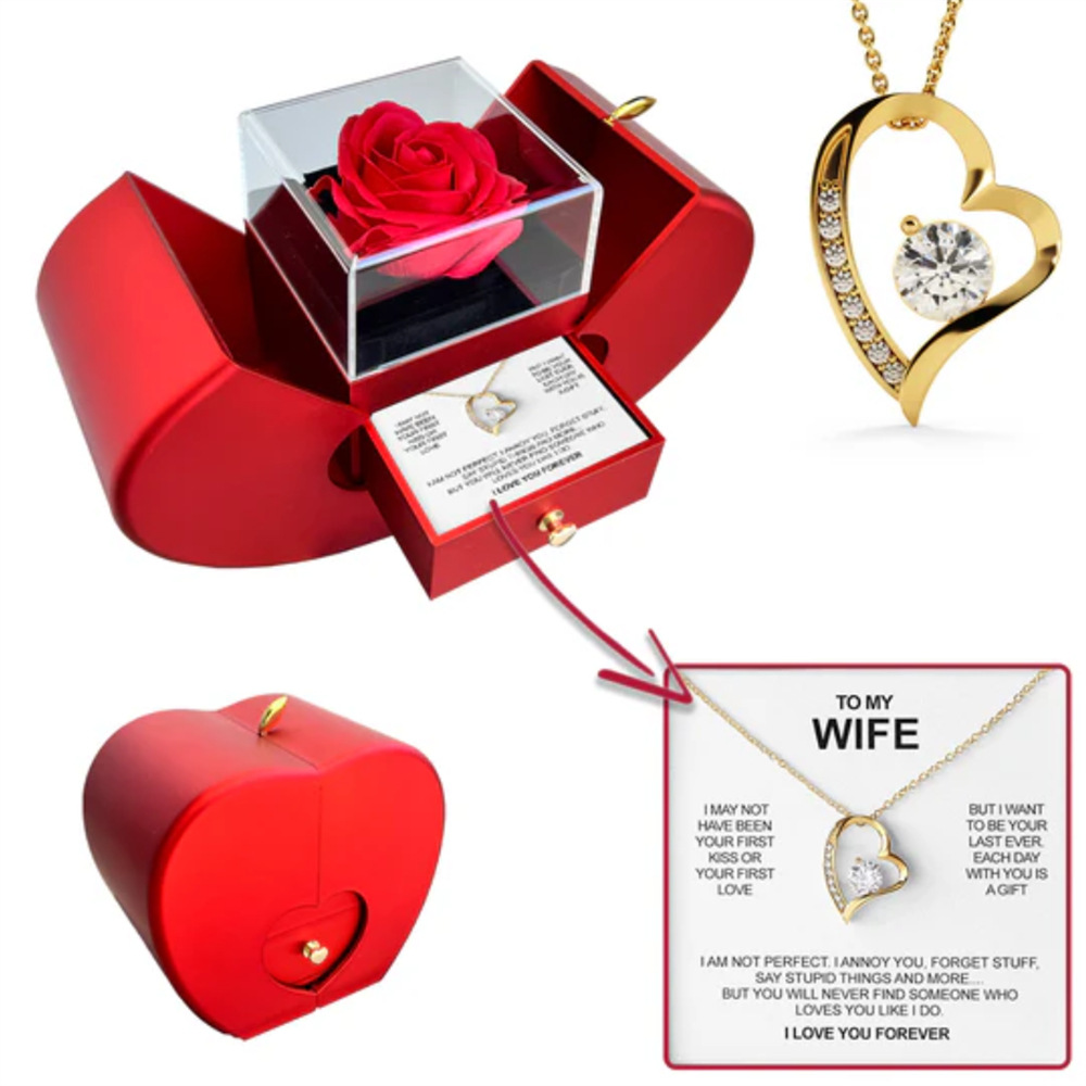 Necklace (Gold) + Card A Apple Box