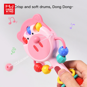 HW bebek erken eğitim bulmaca sevimli arama yemeği masa enayi çıngırak-davul ses ve işık ile yumuşak silikon çıngırak bebek oyuncak - Product Image 6