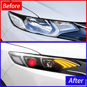 Honda Fit GK5 <span class=keywords><strong>Jazz</strong></span> 2014-2020 LED自動ヘッドライトアセンブリアップグレードデーモンアイズスタイル2プロジェクターレンズ新車用フロントランプ