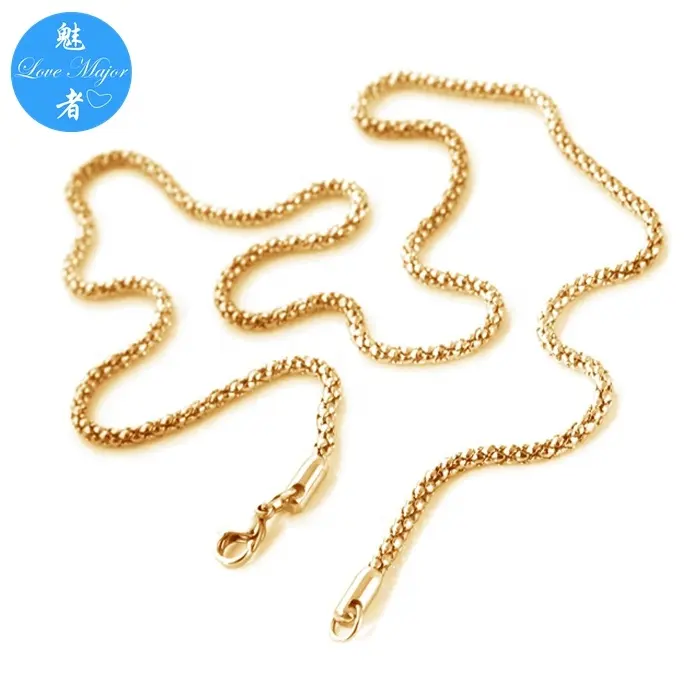 2.4ミリメートルStainless Steel Popcorn Link Light Coreana Necklace Italian Chain Mesh Chain Necklace