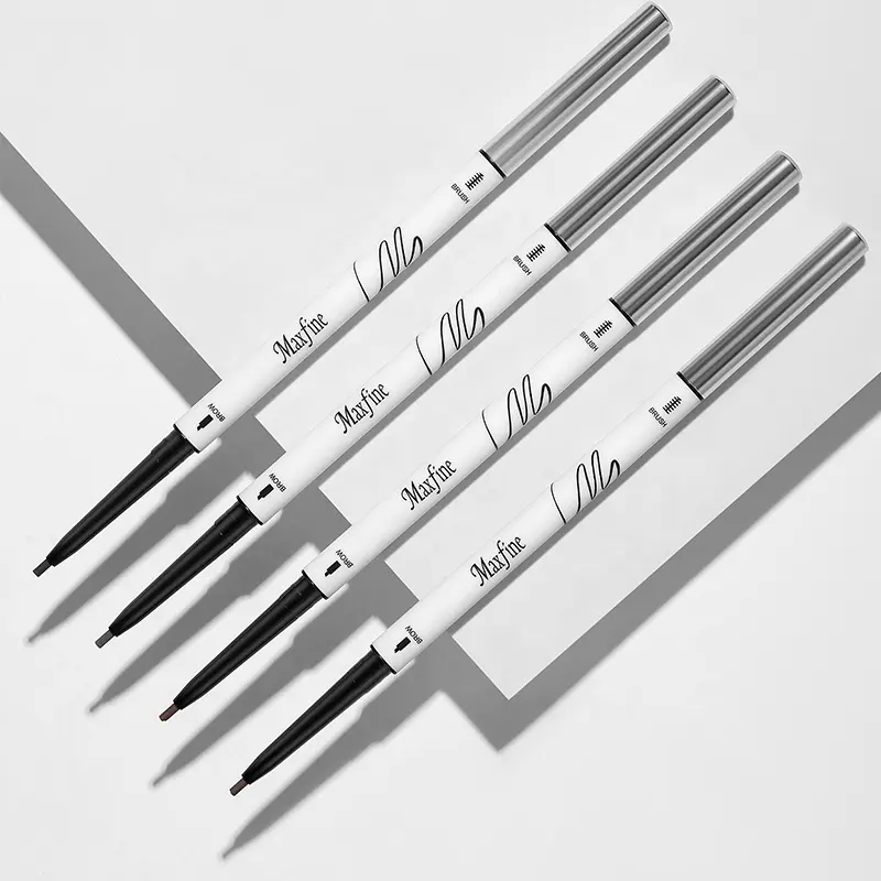 1.5mm अल्ट्रा पतली सफेद भौं पेंसिल उच्च गुणवत्ता मैट के साथ ट्यूब और गुलाब गोल्ड टिप्स