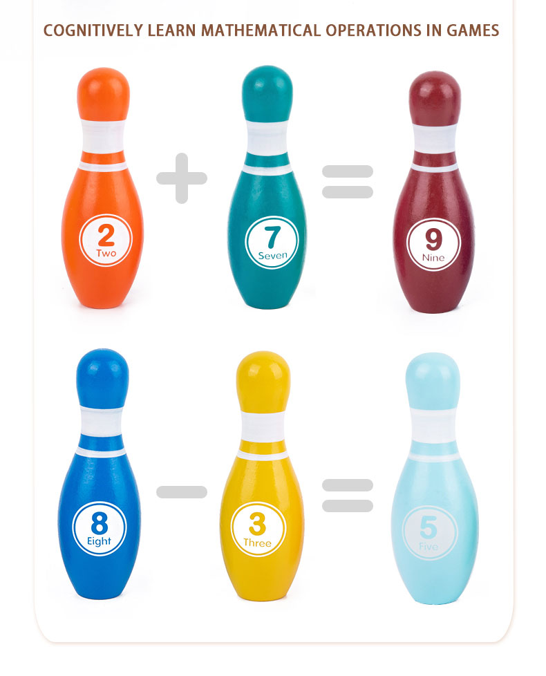 Hot Selling Kid Toy Colorful Wooden Small Bowling Sports Ball Parent-child Interactive Outdoor Games