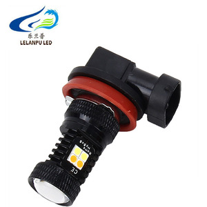 Sıcak araba sis farları 3030 <span class=keywords><strong>16SMD</strong></span> <span class=keywords><strong>led</strong></span> sis sürücü ışık lensi H4 H7 9005 9006 P16W çift renk amber beyaz evrensel araba için