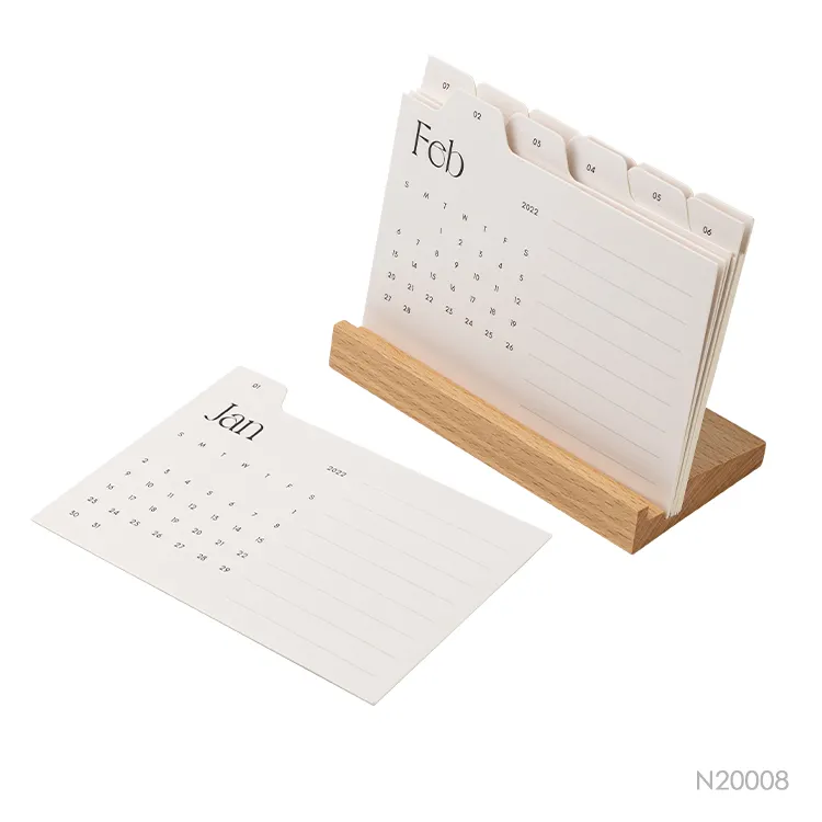Calendario de escritorio de madera personalizado, soporte con base de día A página, creativo, Mini Calendario de escritorio de madera, 2022-2023