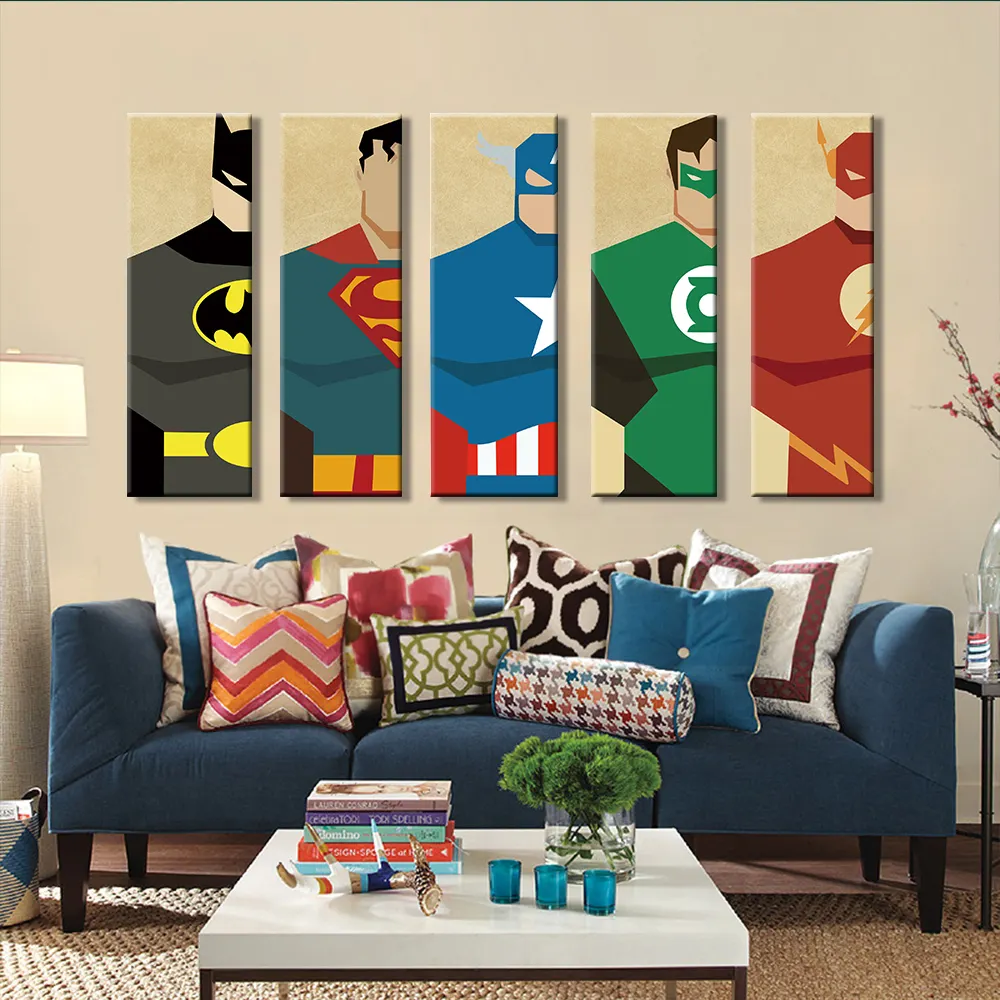 Pittura su tela 5 pezzi supereroe Modern Home Wall Decor Canvas Art HD stampa immagini a parete per camera da letto bambino senza cornice