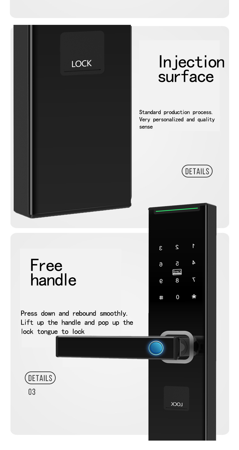3D face recognition door lock smart finger print locks smart security door  touch screen lock