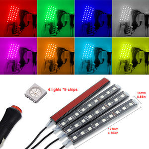 Factory OEM 4PCS 4 in 1 Interior RGB <strong>LED</strong> Strips Light Decorative Atmosphere Lamps Remote Control Cigarette Lighter USB 5V <strong>12V</strong> - Product Image 5