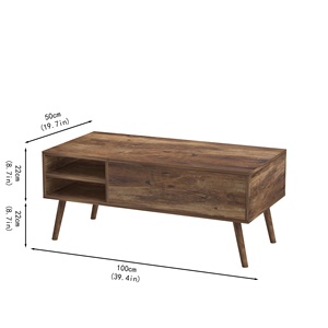 Mesa de centro moderna de mediados de siglo con diseño superior, mesa rectangular de madera grande con diseño elegante - Product Image 6