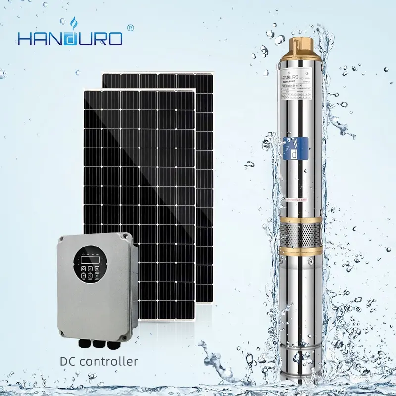 Özel Handuro 4 inç 185m plastik pervane pompa güneş enerjisi dalgıç kuyu su pompası derin 4 inç iyi pompa