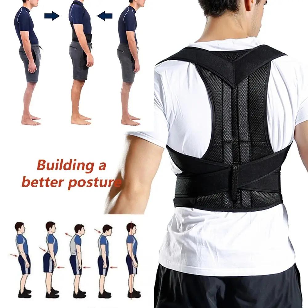 Corrector de postura de espalda para hombre, cinturones de soporte lumbar, corsé de postura
