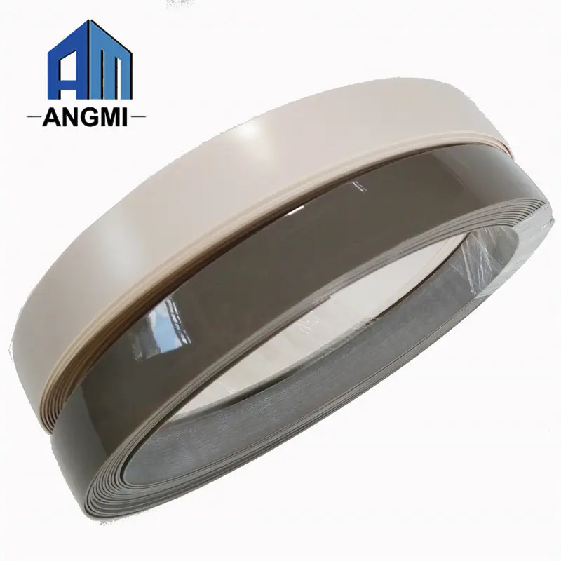 China manufacturer solid color PVC/ ABS edge banding flat plastic strips trim for paneling