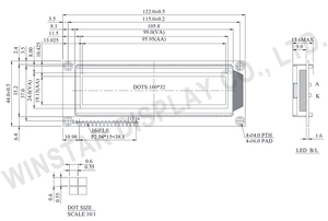 160x32 Display grafico LCD modulo WG16032D5 temperatura di funzionamento-20 °C + 70 °C 3.85 pollici strumento industriale - Product Image 6