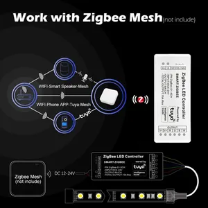 Zigbee Tuya светодиодный контроллер RGB RGBW CCT светодиодный контроллер с поддержкой Alexa Google, голосовое управление, светодиодный диммер - Product Image 6
