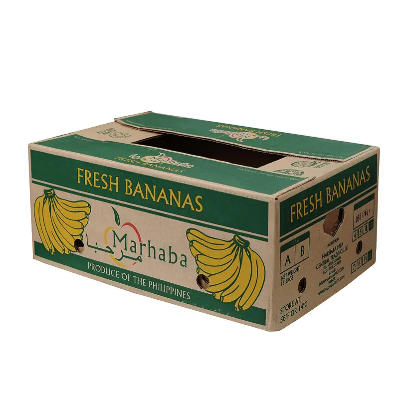 Embalagem personalizada de frutas frescas para Apple Morango Laranja Abacaxi Vegetais Frutas Banana Uva Corrugado Banana Carton Box
