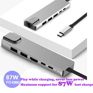 OEM vendita calda 6 in 1 tipo-c stazione dock di espansione Gigabit porta di rete adattatore HDMI schermo proiezione USB3.0 hub expander... - Product Image 4