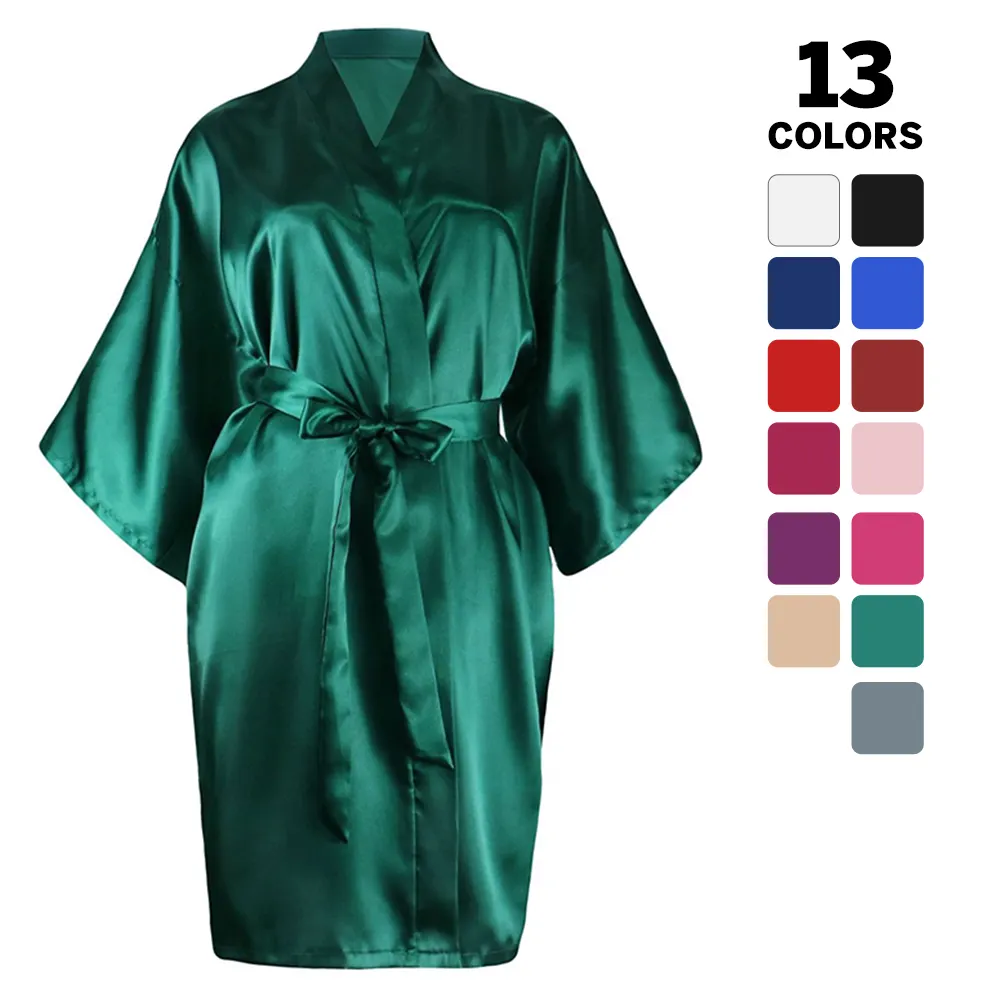 Robe en Satin de soie pour femmes, Kimono de demoiselle d'honneur, ceinture, pour fêtes de mariage, livraison directe