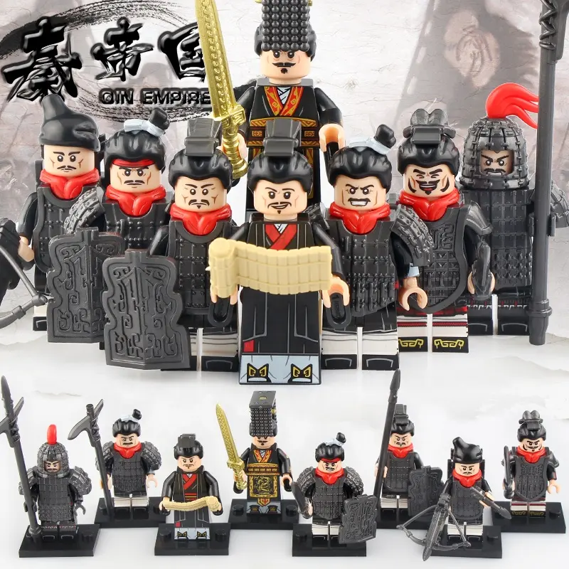 Kt1088 antigo china emperor qin shi, huang terracota, guerreiros, arma, armadura, mini figuras de ação, blocos de construção, brinquedos, crianças, presentes