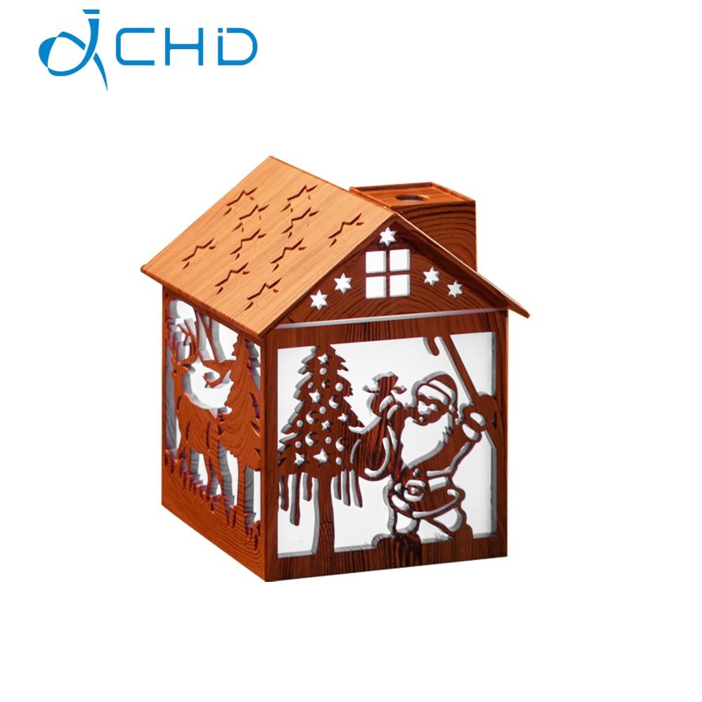 Humidificador de madera con diseño de vetas de madera clara.