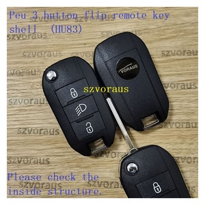 High Quality for Peugeot 3 Button Flip <strong>Remote</strong> Key Shell (HU83) Car Key Cover - Product Image 2