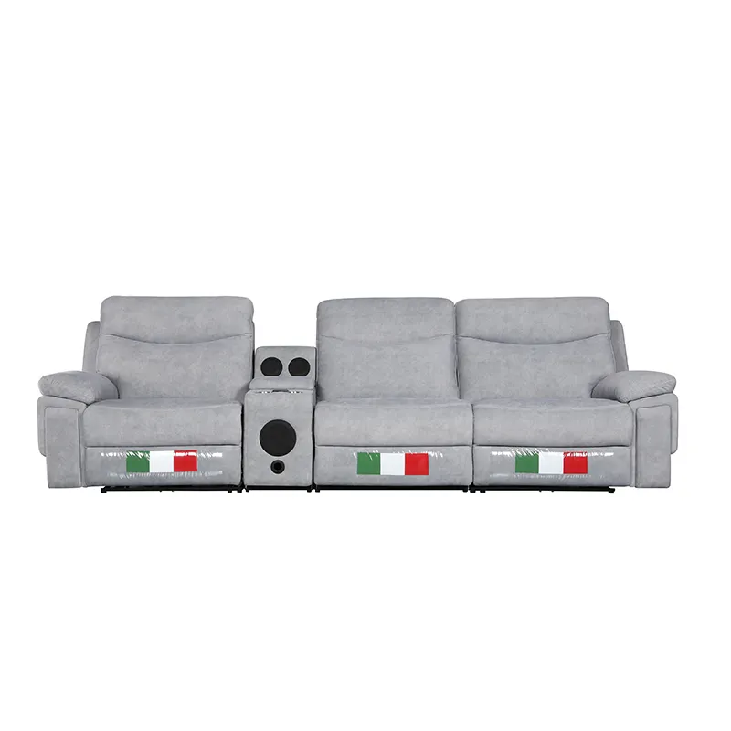 Hot Sell modernes graues Sofa für Wohnzimmer mit Lautsprecher funktion Italien Stoff Liege sofa Set