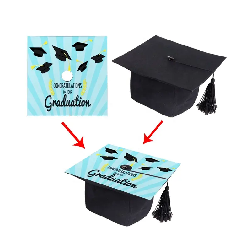 Gorro de graduación con logotipo personalizado promocional, marco de foto, sublimación, tapa de gradiente en blanco, 2023