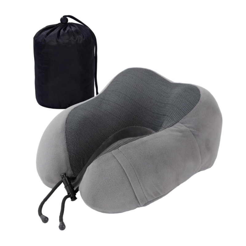 Dark gray neck pillow + storage bag