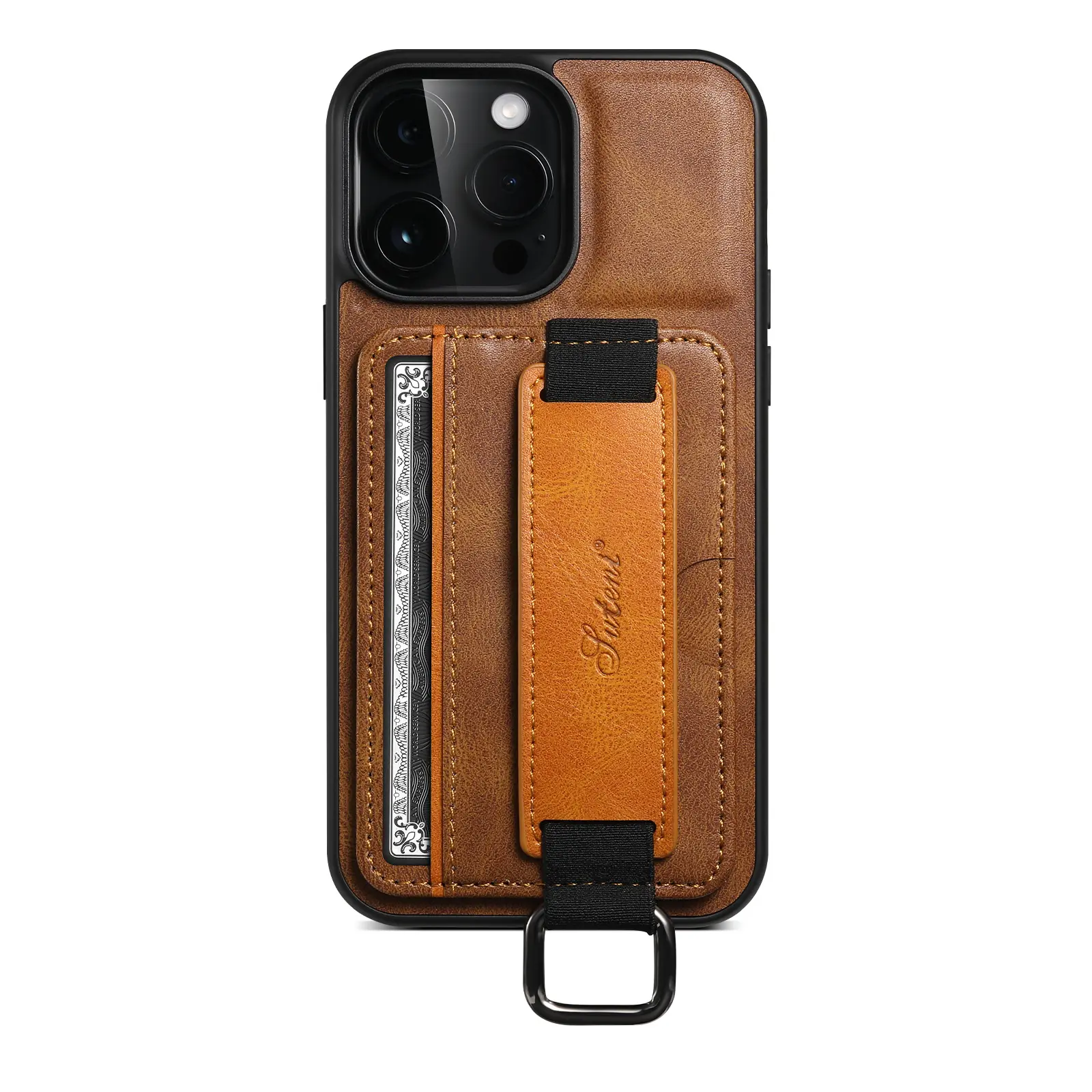 थोक फोन के मामले में कार्ड डालने बटुआ बैग कवर अंगूठी लोचदार कलाई का पट्टा धारक पु चमड़े फोन के मामले में Iphone के लिए 14 promax