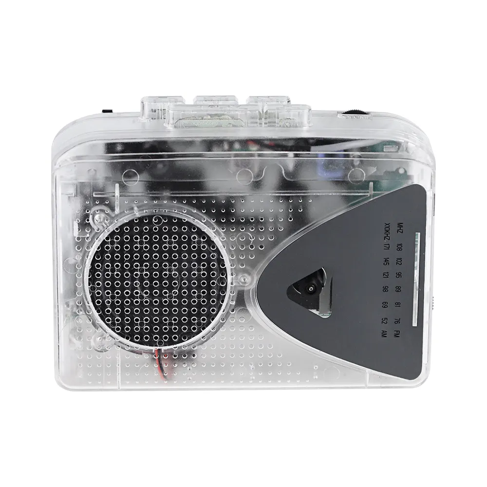 Mecanismo de grabadora de cassette transparente, walkman de cinta transparente con radio am y fm, gran oferta de fábrica