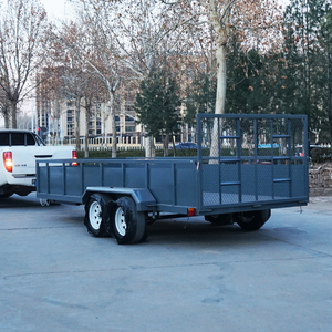 Shipped in 7 Days Stock Utility Farm Trailer Grey 2 Axle 2500 kg Load Electric Brake Steel Trailer for Tractor with <strong>Mesh</strong> <strong>Ramp</strong> - Product Image 1