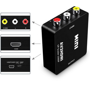 黑色RCA至Hdmi 1080P迷你RCA复合CVBS视频音频转换器适配器PAL/NTSC影音至Hdmi转换器适配器，适用于PS3/STB