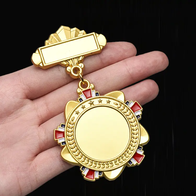 Personalizado Personalizado Estilo Chinês High-End Peitoral Metal Ouro Antigo Emblema Comemorativo