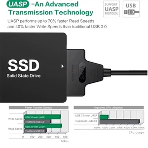 硬盘驱动器SATA 2.5 "7 + 15针22针至USB 3.0 + USB 2.0数据适配器电缆 - Product Image 5