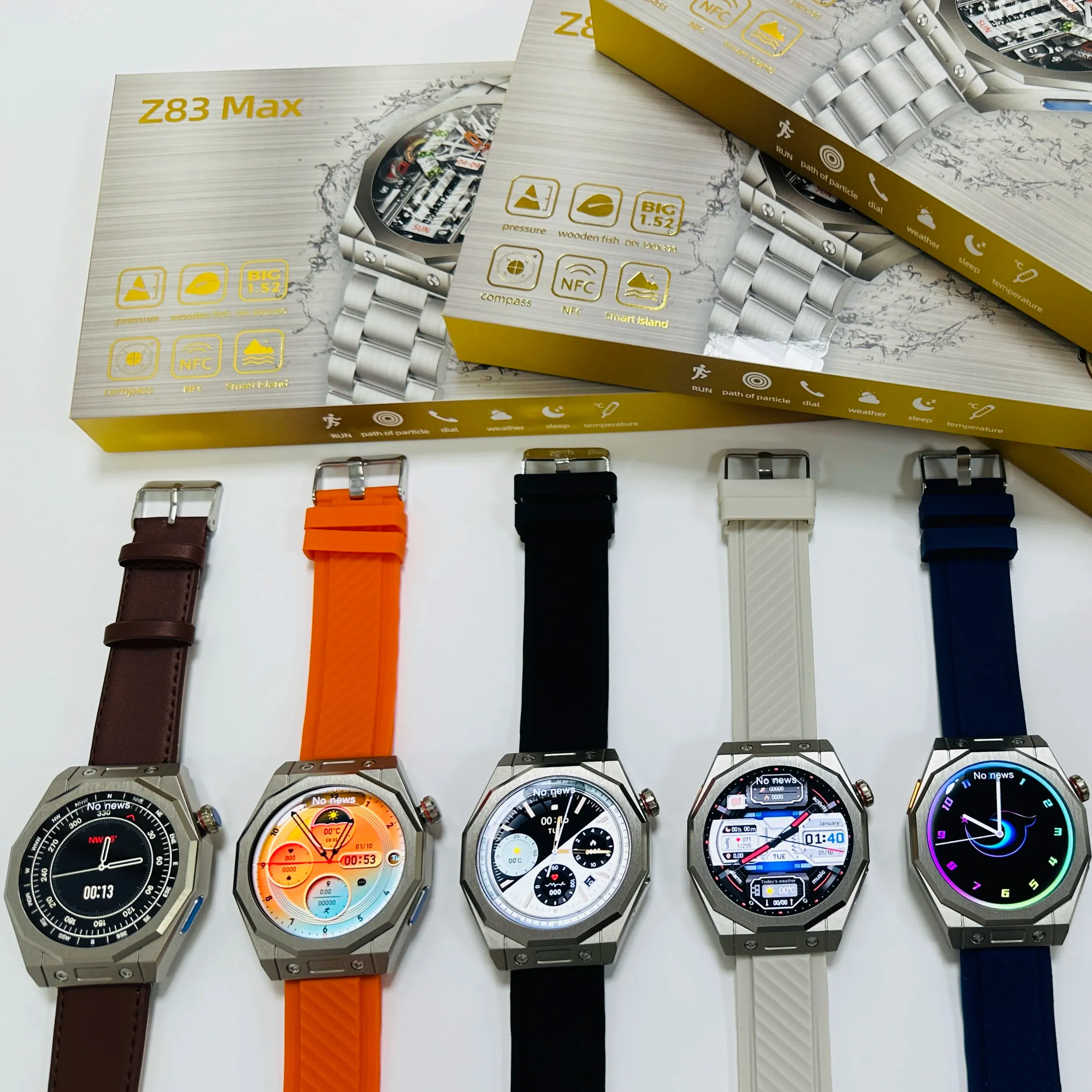 Z83 Max Smart Watch con 3 cinturini GPS traccia NFC 1.52 pollici con schermo rotondo Amoled IP68 smartwatch impermeabile Hombre Z83 MAX