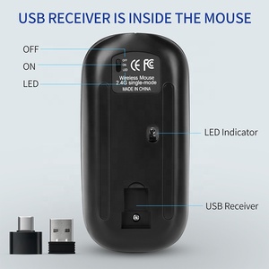Ultra sottile 1600DPI luce LED Wireless ricaricabile Mini Mouse per Computer portatili 2.4G BT interfaccia programmabile USB silenzioso - Product Image 5
