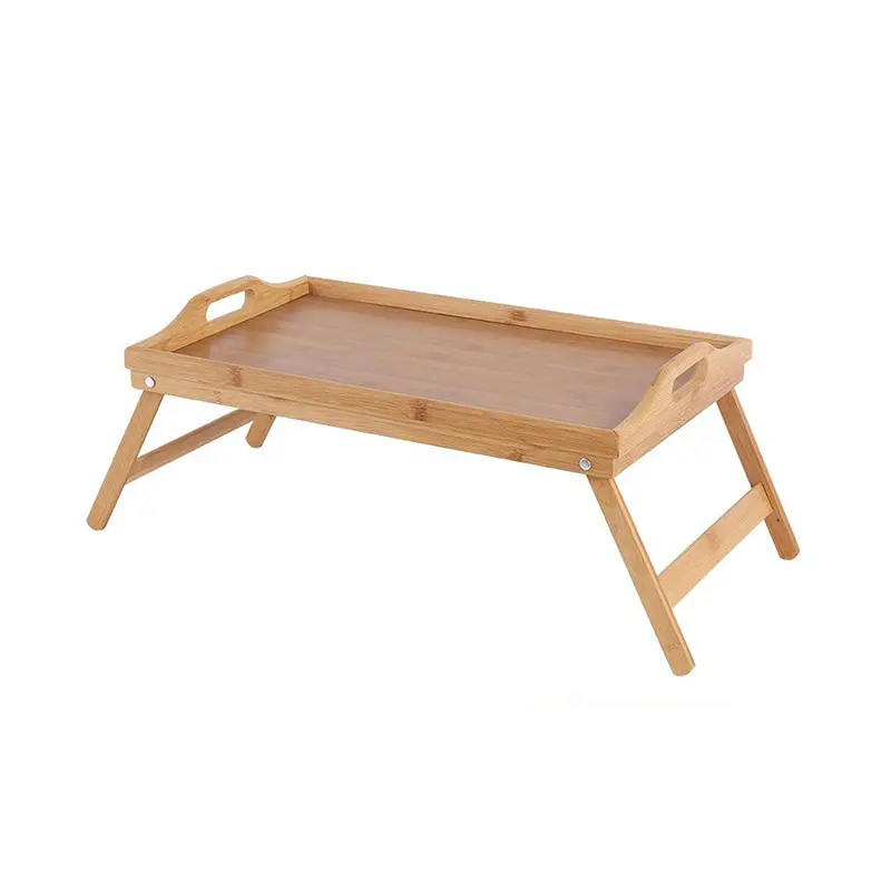 Vassoio da tavolo pieghevole in bambù personalizzato all'ingrosso vassoio da portata per colazione con gambe