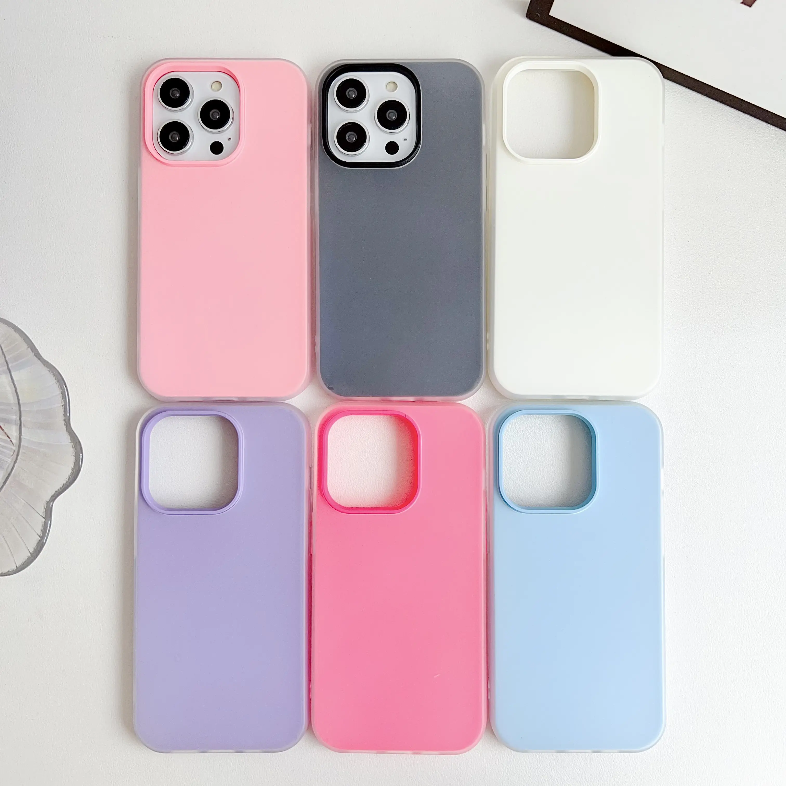 Custodie per telefono cellulare color gelatina all'ingrosso cover posteriore per iPhone 15 pro max Samsung S24 Ultra