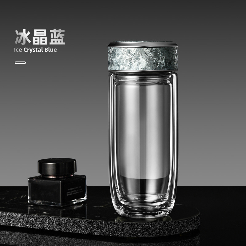 Titanium Goose Egg Glass - Ice Crystal Blue