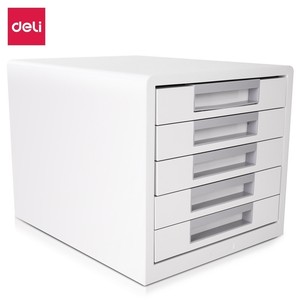 High Quality Deli 9780 Office Desktop Storage <strong>File</strong> Cabinet 5-layer Large-capacity A4 <strong>File</strong> Storage ABS Resin Light Gray Single - Product Image 1