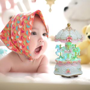 Music Box, <strong>Wind</strong> <strong>up</strong> Musical Boxes with Horses Color Change <strong>LED</strong> Luminous Light for Daughter Birthday Valentine Gift Castle - Product Image 6