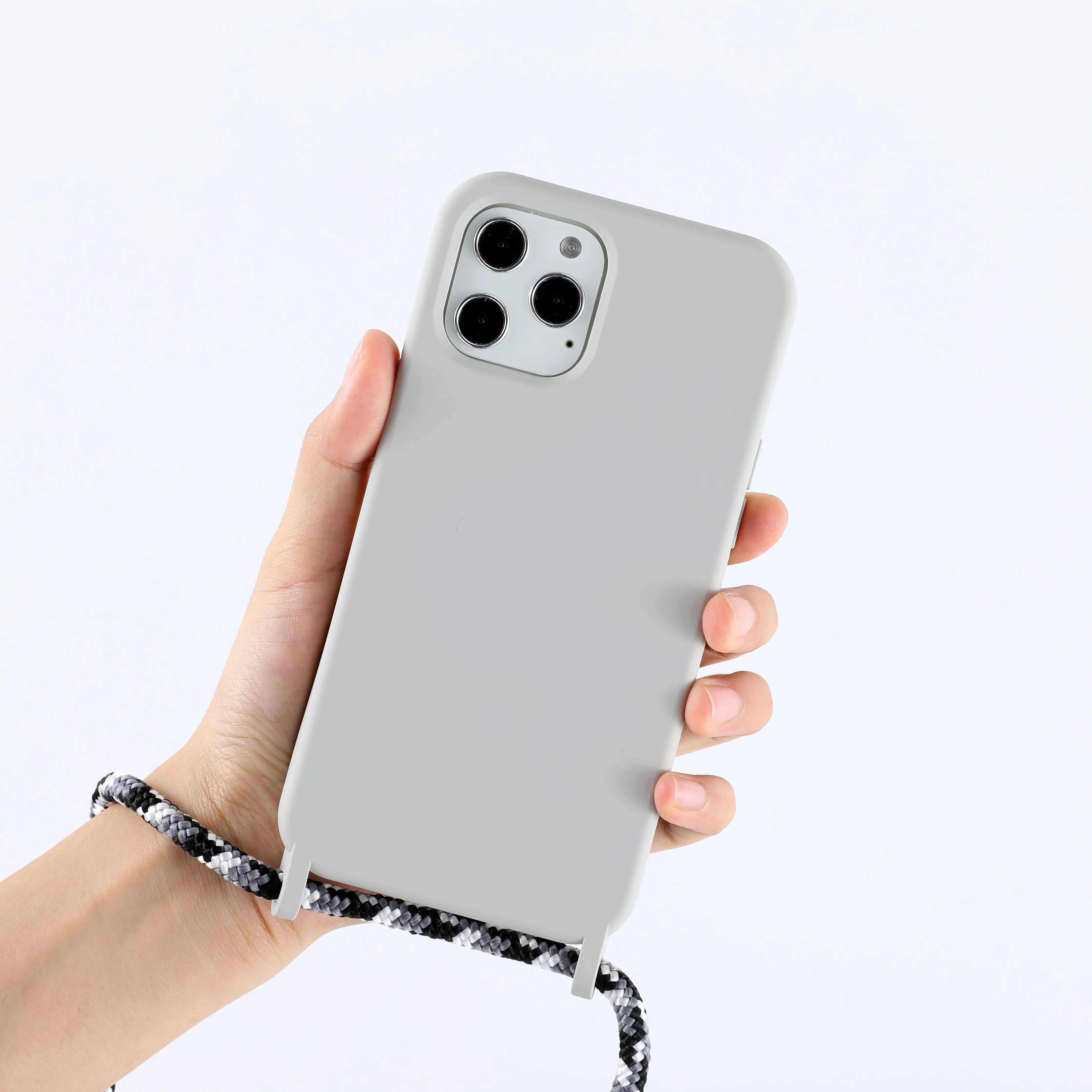 Top Seller Smart Cover Case Original Liquid Silicone For Iphone 11/12/8/X/XS Soft Silicon Lanyard Cellphone Case