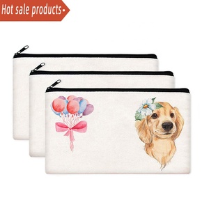 Canvas <strong>Pouch</strong> Multi Purpose Cosmetic Bag with Zipper DIY Craft Blank Makeup Bags Bulk Travel Toiletry Bag Sublimation Custom Logo - Product Image 1