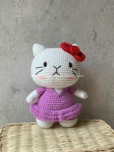 Sevimli Amigurumi küçük Hello Kitty ücretsiz desen, tığ bebek peluş % 100% pamuk ipliği çocuk için mükemmel hediye - Product Image 5