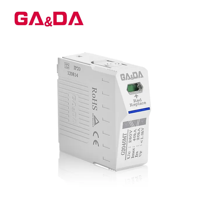 GADA Good Quality 35mm Din rails 20KA 40KA 160KA 280V AC 4P SPD surge protective device power Surge Protector