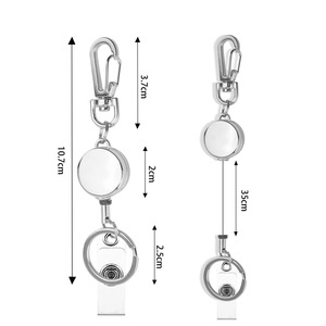 1pc 21mm Metal Rose Gold Silver Gold Telescopic <strong>Key</strong> Chain Easy to Pull Buckle Badge Reel Porta Credencial Id Badge Holder
