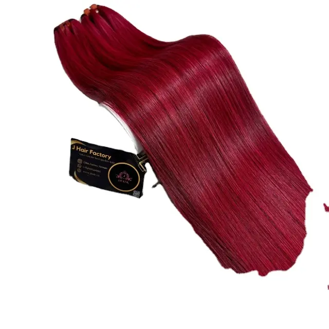 Hot xu hướng Burgundy sợi ngang phần mở rộng tóc chất lượng cao 100% Trinh Nữ tóc con người